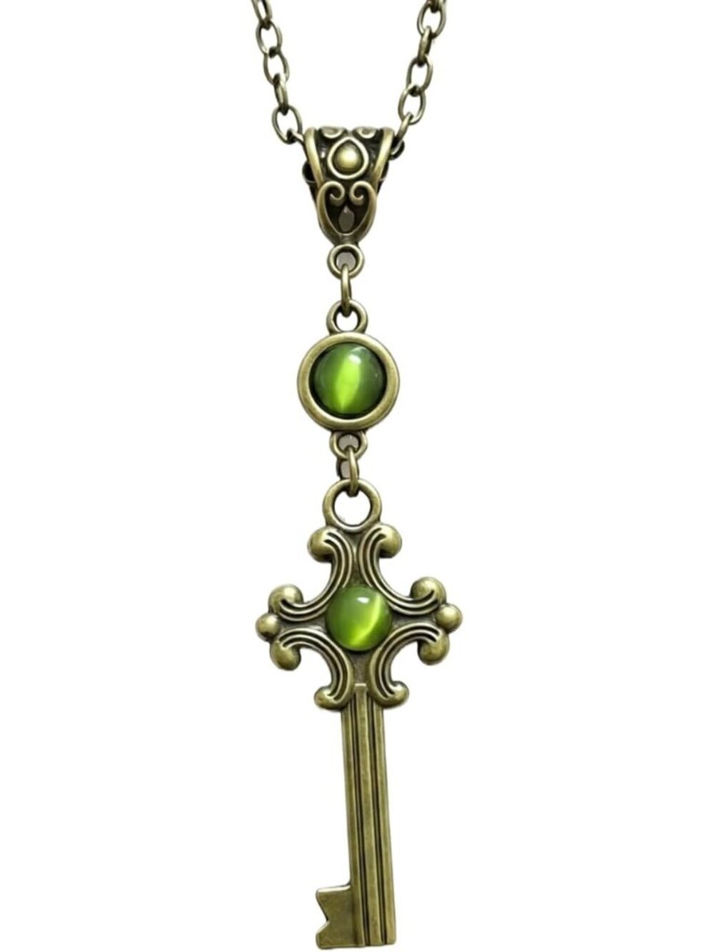 Women's Green Vintage Bronze Emerald CZ Pendant Necklace Dainty Jewelry Gift